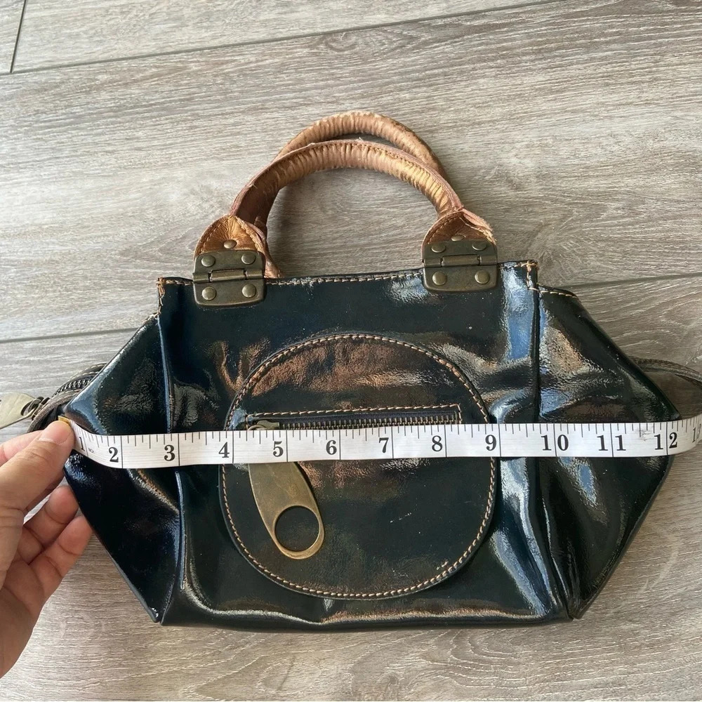 Regina Black Patent Leather Handbag Made in Italy - Picture 13 of 15